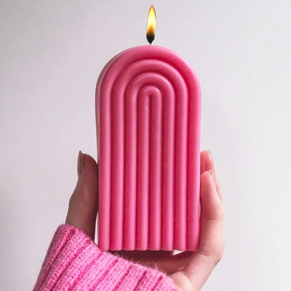 Candle Molds - Silicone Mold for Candles Making, DIY 3D Moulds for Soy Wax, Beeswax, Scented Candle, Valentine's Day Gifts (Wave Geometric Pillar) - color: Door