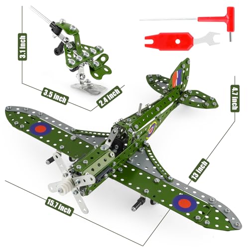 Model Airplane Kits for Boys 8-12,Erector Set for Boys Building Toys Age 10-12,374 PCS DIY Building Stem Projects Toys for Kids,Cool Aviation Gifts for Airplane Model Fans