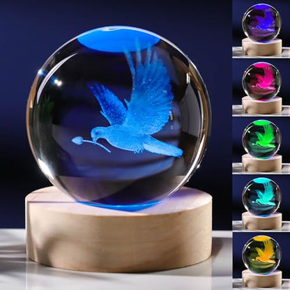 3D Dove Gifts for Women - Crystals Ball 60mm Glass Animals Figurine - Birthday Gift for Best Friend, Lovers Keepsake Paperweight - style: Dove