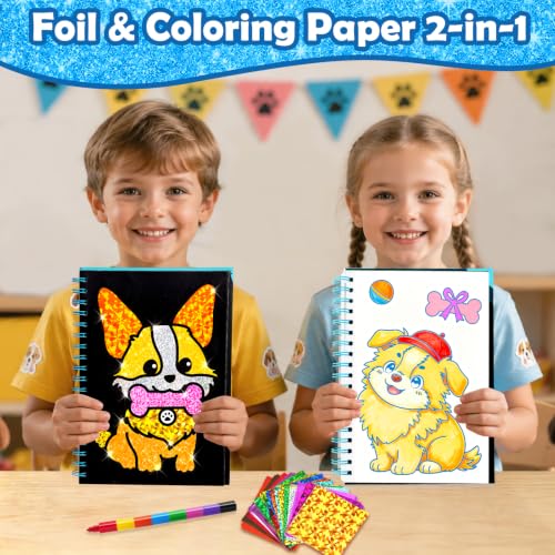 FUNNYB&G Foil Art Craft Kit for Kids, Sparkly Birthday Gift Toy for Kids - style: Dog