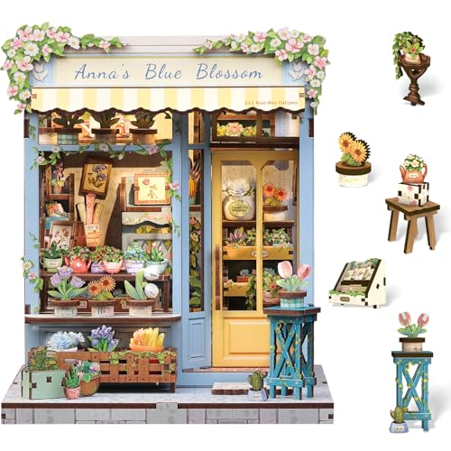 Cutefun Book Nook Kit - DIY Miniature Dollhouse Kit for Adults and Teens - color: Anna's Blue Blossom