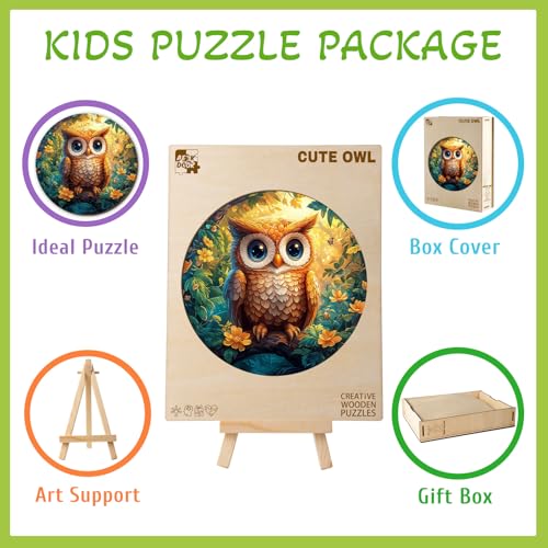Animal Wooden Puzzles for Kids Ages 6-8 - Cute Owl - color: Cute Owl