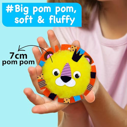 EZCRA Pom Pom Animal Craft Kit - Make 10 Plush DIY Animals - color: Orange