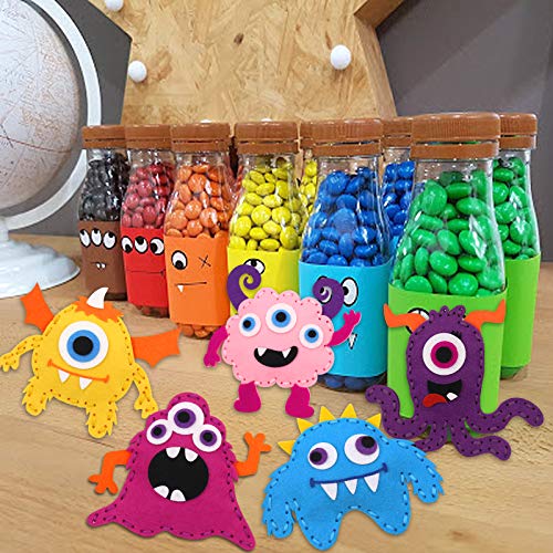 CiyvoLyeen Kids Sewing Kit Crafts– Little Monsters Felt Plush DIY Craft Adopt A Monster Educational Sewing Set for Kids Beginner Craft Kit Set of 12 - color: Monster-12 Pcs