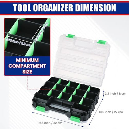 NYXOVA 2 Pcs Small Parts Organizer, Hardware Organizer Box - color: Green