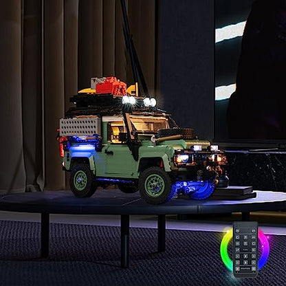 Upgraded Led Light Kit for Lego Icons Land Rover Classic Defender 90 Model Car Building Set, Remote Control Compatible with Lego 10317(Model Not Included) - style: Light Kit Lego 10317