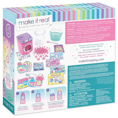 Make It Real: Purr-FECT Wash 'N Bead Bracelets - 141pc, DIY Jewelry Craft Kit, Design-Make 5 Charm Bracelets, Spin to Style, Bead Cleaning, Kids 8+