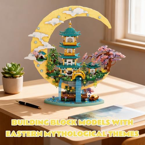 HJPLPXH Moon Palace Cherry Blossom Landscape Micro Building Set for Adults