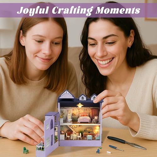 Flever Dollhouse Miniature DIY House Kit Creative Room with Furniture for Romantic Valentine's Gift (Happy House) - color: Happy House