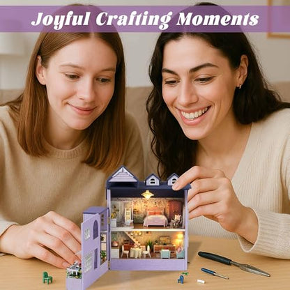 Flever Dollhouse Miniature DIY House Kit Creative Room with Furniture for Romantic Valentine's Gift (Happy House) - color: Happy House