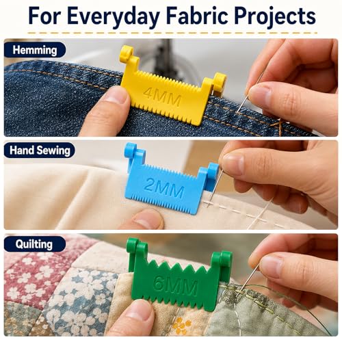 Clip-On Sewing Ruler, 6 Sizes for Edge Stitch Lock & Sewing Gauge