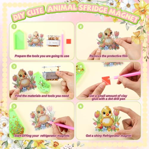 Xuhal 30 Pcs Animal Diamond Painting Magnets Diamond Art Kits for Adults - color: Animal