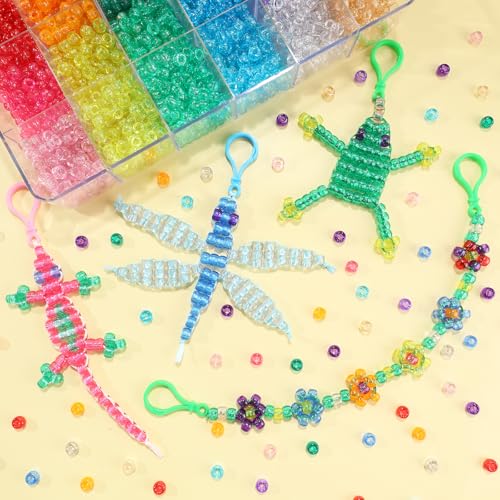 2600+pcs Pony Beads Kit Rainbow Glitter Plastic Beads Multicolor Pony Bead Bulk with Elastic String, Hair Bead for Braids DIY Crafts Jewelry Making Kit for Bracelets Necklaces - color: Giltter Beads