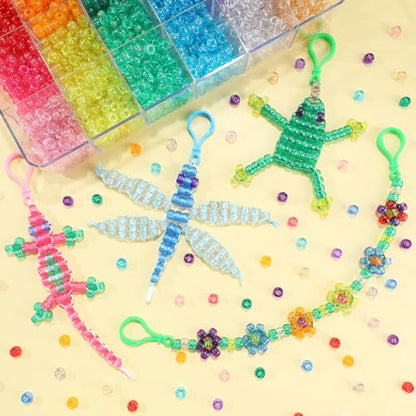 2600+pcs Pony Beads Kit Rainbow Glitter Plastic Beads Multicolor Pony Bead Bulk with Elastic String, Hair Bead for Braids DIY Crafts Jewelry Making Kit for Bracelets Necklaces - color: Giltter Beads