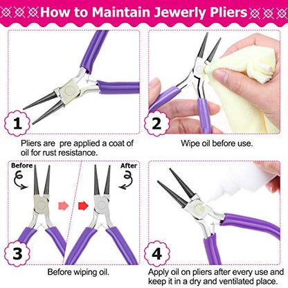 Cridoz Jewelry Repair Kit with 1520 Silver Jump Rings and 3Pcs Pliers for Earrings, Necklaces, Rings, Bracelets