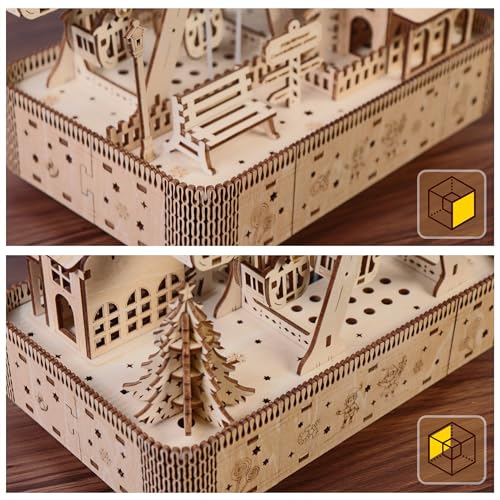 3D Wooden Puzzle for Adults, Musical Ferris Wheel with LED Lights - color: Musical Ferris Wheel