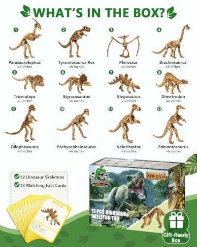 6 Inch Dinosaur Fossils Skeleton, Sandbox Digging Bones (12 Pcs)
