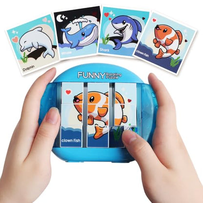 Rotating Puzzle for Toddlers Kids 3+, Travel Essentials Toys - color: Fishes