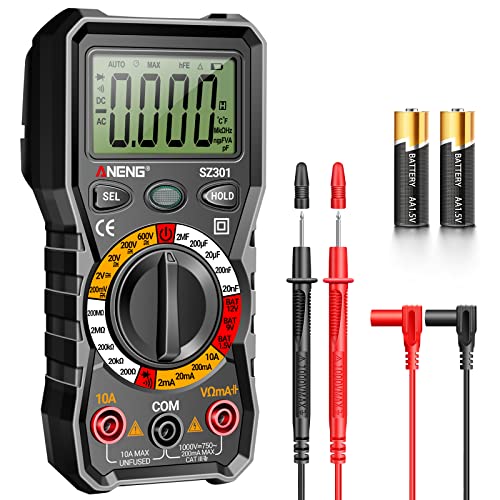 ANENG Digital Multimeter with Case,DC AC Voltmeter,Ohm Volt Amp Meter - color: Black