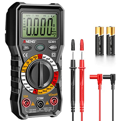 ANENG Digital Multimeter with Case,DC AC Voltmeter,Ohm Volt Amp Meter - color: Black