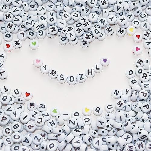 YMSDZHL Alphabet Beads A-Z 1300Pcs Letter Bead for Bracelet Jewelry Making - color: Black