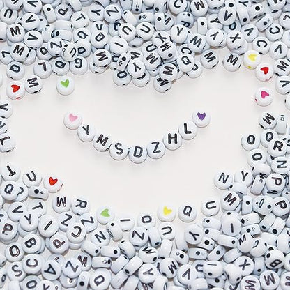YMSDZHL Alphabet Beads A-Z 1300Pcs Letter Bead for Bracelet Jewelry Making - color: Black