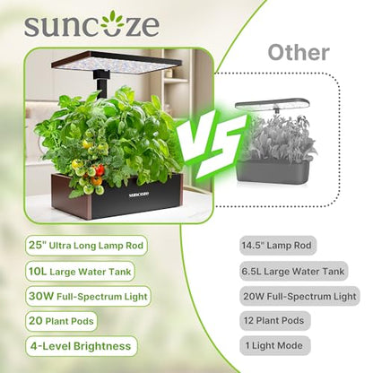 SUNCOZE Smart Hydroponics Growing System, 20 Pods, 25 in Adjustable Height - color: Black