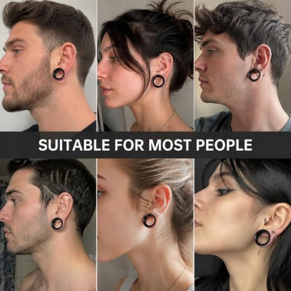Oyaface 20 PCS Piercing Tunnel Set Soft/Hard Silicone Flesh Ear Plugs 2g-25mm Flexible Ear Stretching Gauge Expander - color: Black(thin)