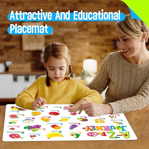 6 Pack Placemats for Kids, Non-Slip Washable, Reusable Animals, Alphabet, Dinosaur, Universe, Ocean Themed Educational Placemats for Home, Kindergarten, Classroom, Nursery - style: Style-C