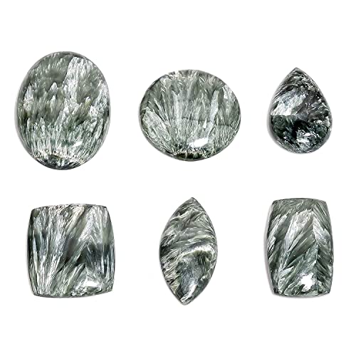 4pcs Natural Seraphinite Gemstone Wholesale Cabochons Lot, Jewelry Making Loose Gemstone, Polished Home Decor Specimen, DIY, Wire Wrapping, Reiki, Healing Crystals, Bulk Gemstone Deal