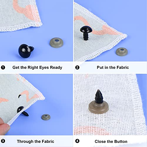 UPINS 180 Pcs Large Safety Eyes and Nose with Washers for Amigurumi - color: Black