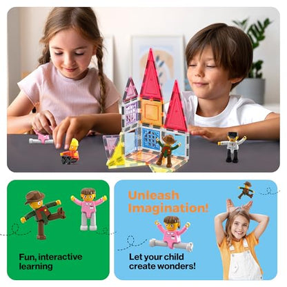 PicassoTiles Profession Character Action Figures Toddler Toy Set Pretend Play Magnet Expansion Pack Add-on STEM Construction Building Block Tile PTA02 - color: 4 Pcs Profession