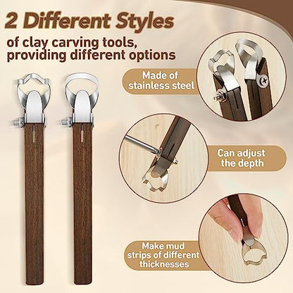 2 Pcs Pottery Handle Making Tools, Adjustable Clay Cutters,Classic Style - style: Classic Style