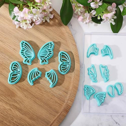 beinkmake 14Pcs Wings Polymer Clay Cutters Angel Wing Clay Earrings Cutters for Adults Bat Butterfly Dragon Wing Cute Polymer Clay Cutter for Jewelry Earrings Making Birthday Party DIY Supplies - style: Wing