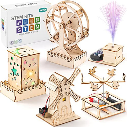 16 in 1 STEM Kits for Kids Ages 10-12, DIY Stem Craft Projects, Kids Wood Building Toys, Wooden 3D Puzzles Model Kit for Boys to Build,Educational Science Set for Age 8 9 10 11 12 Year
