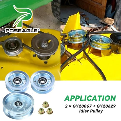 2 Pcs GY22172 Idler Pulley with GY20629 Idler Pulley for D140 Deck - size: 1xGY20629+2xGY22172