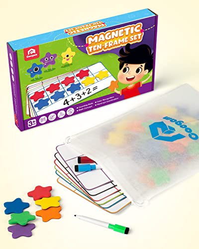 Coogam Magnetic Ten-Frame Set, Math Manipulative EVA Number Counting Games, Montessori Educational Toy Gift for Kindergarten Classroom Kids 3 4 5 Year Old - style: five-pointed star