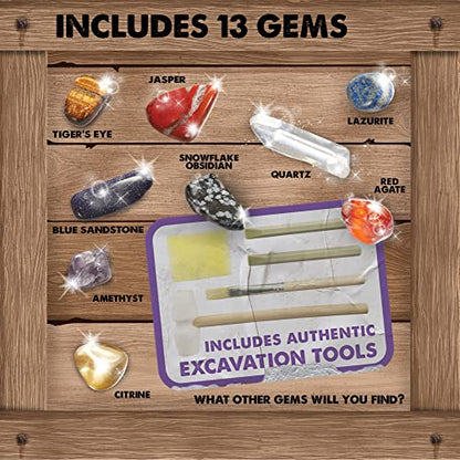 MindWare Dig It Up Giant Gem Discovery Kit - Gemstone Dig Kit Offers Geology for Kids with 12 Real Polished Hidden Gemstones - Includes 1 Giant Gem, Chiseling Tools, Gemstone Poster - Ages 4+