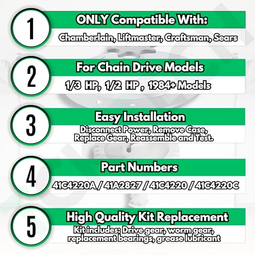 2X Replacement for Liftmaster 41c4220a Gear and Sprocket Kit fits Chamberlain, Sears, Craftsman 1/3 and 1/2 HP Chain Drive Models - color: 2x Gear & Sprocket Kit