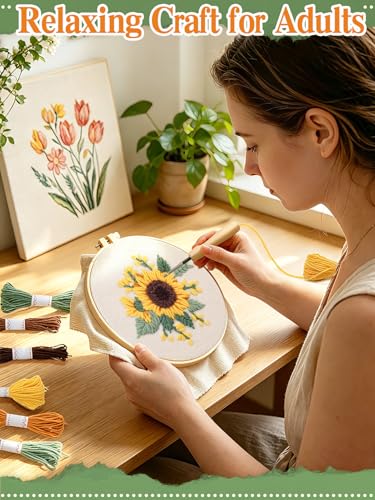 Punch Needle Kit Adults Beginner, Step-by-Step Guide & Video - color: Sunny Yellow Flower