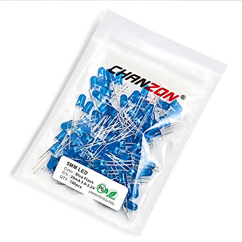CHANZON 100 pcs 5mm Blinking Blue LED Diode Lights 1.5Hz Flashing - color: H) Diffused Blue (100pcs)