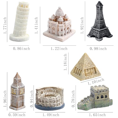 ONEST 7 Pieces Mini World Building Model Playsets Famous Architecture Figurines Toys for Decorations - style: G Set