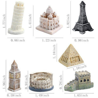 ONEST 7 Pieces Mini World Building Model Playsets Famous Architecture Figurines Toys for Decorations - style: G Set