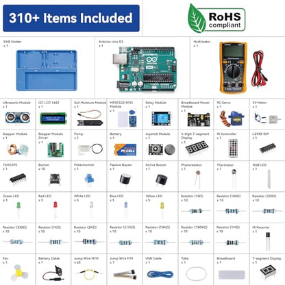 SunFounder Inventor Lab Starter Kit with Original Arduino Uno R3 REV3 Multimeter 34 Projects 40+Video Courses RAB Breadboard Holder, RoHS Compliant, for Beginners & Engineers