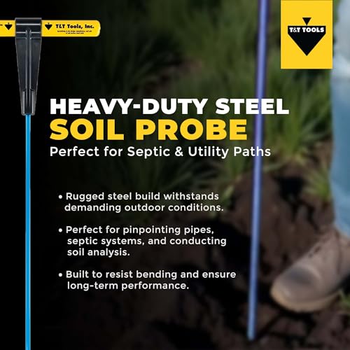 T&T Tools 42-Inch Mighty Probe Metal Soil Probe – 3/8" Round Rod - 1 Pack - size: 42-Inch Long Overall w/ 3/8" Metal Round Rod