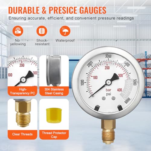 Hydraulic Pressure Test Kit, 250/400/600bar, 3 Gauges 11 Test Couplings 3 Test Hoses, Excavator Hydraulic Test Gauge Set with Portable Carrying Case for Excavator Tractors Construction Machinery - style: 3 Gauges 11 Test Couplings