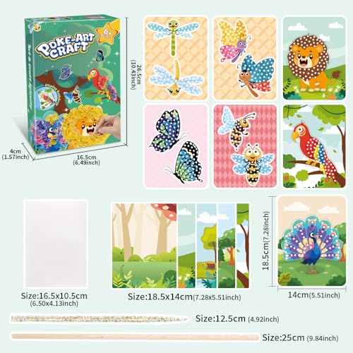 MZYTOZA Poke Art Kit for Kids Ages 4-8, Mess-Free Fabric Craft Set - color: Green-Animals
