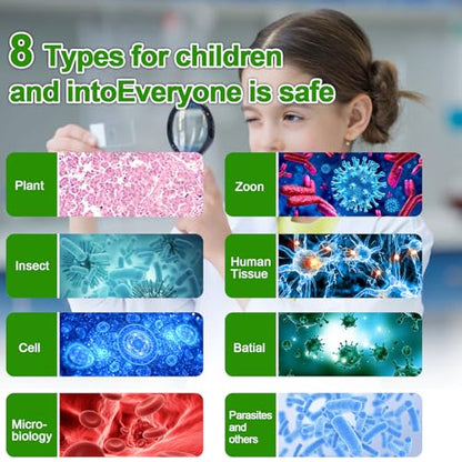 60 Pieces Prepared Microscope Slide Set with Specimens, Plant Animal Cell Science Education Microscope Slides for Bioscience Labs - size: 60pcs