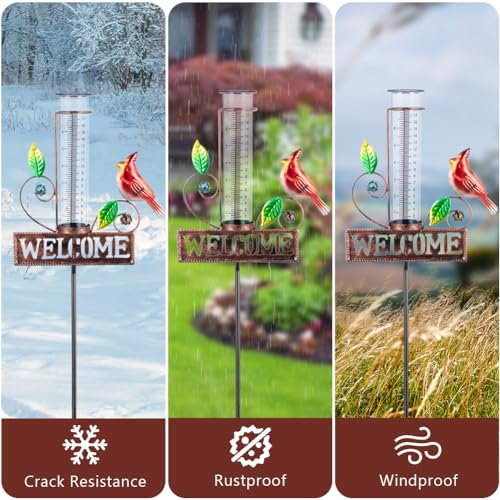 Stargarden Rain Gauge Outdoor, Metal Cardinal Rain Gauge - color: Cardinal
