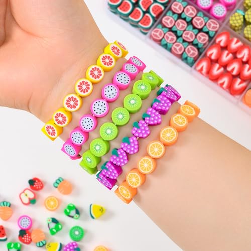 600pcs Polymer Clay Beads Bracelet Making Kit, Assorted Fruit Beads - color: 2#Fruit